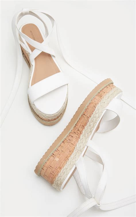 Niella White Espadrille Flatform Sandals | PrettyLittleThing USA