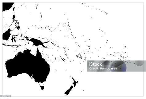 Mappa Bianca Nera Australia E Oceania Immagini Vettoriali Stock E