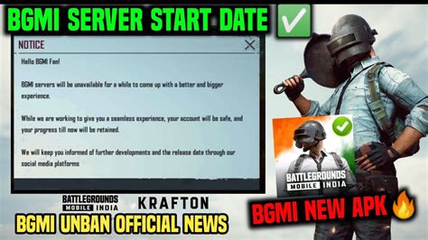 Bgmi New Update Bgmi Server Start Time Bgmi Unban Date News Today