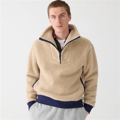 J Crew Nordic Sherpa Fleece Half Zip Pullover For Men