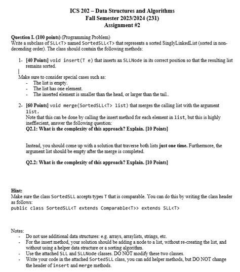 Solved ICS 202 Data Structures And Algorithms Fall Chegg
