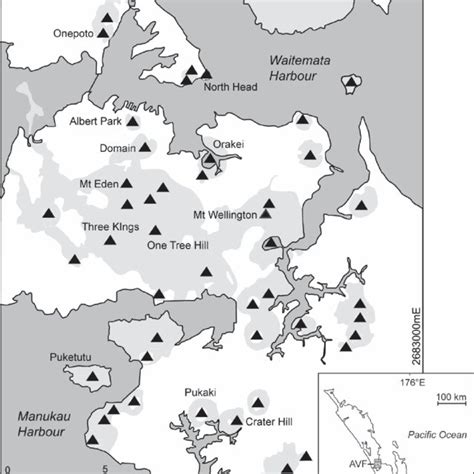 Map Of The Auckland Region Showing The Auckland Volcanic Field Centers