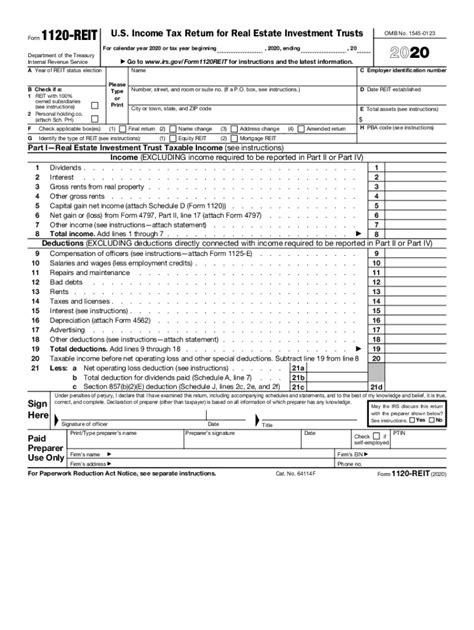 2020 Form IRS 1120 REIT Fill Online Printable Fillable Blank PdfFiller