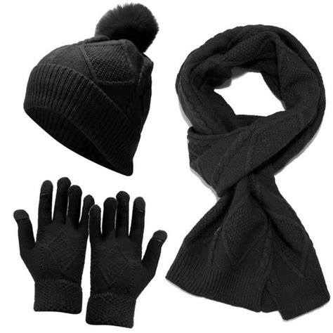 Pcs Ensemble Bonnet Charpe Gants Femmes Hommes Chaud En Tricot En