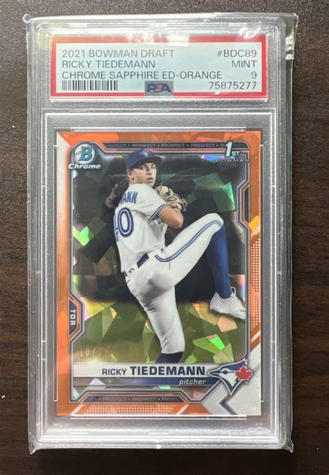 Bowman Chrome Draft Sapphire Orange Ricky Tiedemann Rc Psa