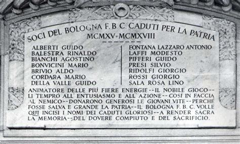 Lapide Dedicata Ai Caduti Del Bologna Calcio Durante La Grande Guerra