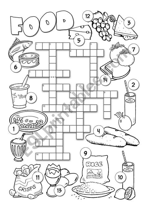 Food Crossword 2 ESL Worksheet By Alenka