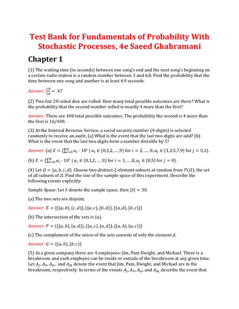 Fundamentals Of Probability With Stochastic Processes 4e Saeed