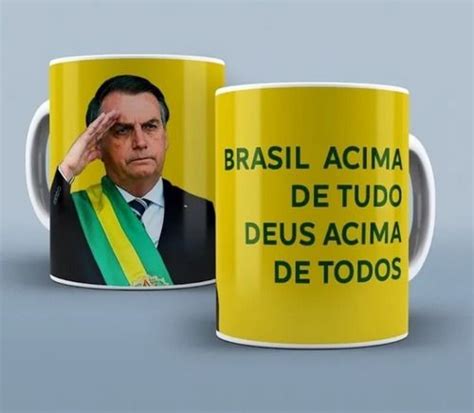 Caneca Xicara Bolsonaro Deus Acima De Todos Porcelana Ml R