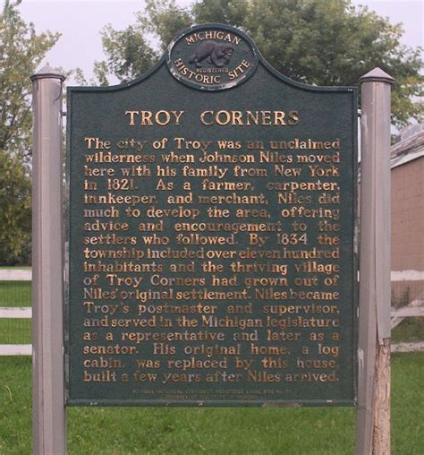 Troy Corners Marker Historical Sites City Of Troy Michigan