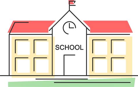 Premium Vector | School building in flat line minimalist style