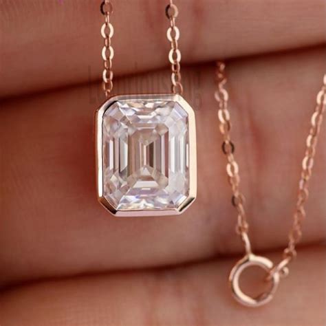 7X5 MM Colorless Emerald Cut Moissanite Gorgeous Women Pendant Etsy