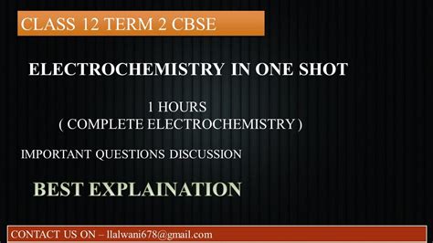 L Electrochemistry In One Shot L Cbse L Class 12 Term 2 L Iit Jee I