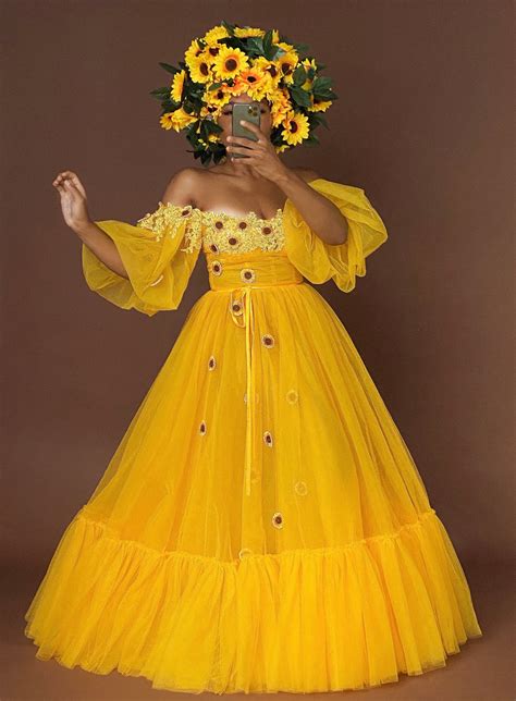 Custom Made Sunflower Garden Dress Oyemwen