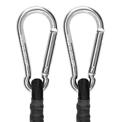 ZHOUBIN 36 Inch Black Bungee Cords With Carabiner Hooks 2Pcs