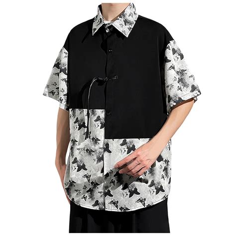 FANDANIV Smart Shirts For Men Fashion New Chinoiserie Patchwork Disc