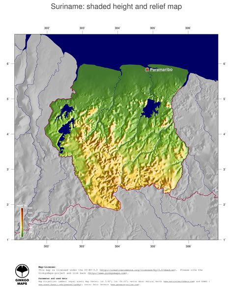 Map Suriname Ginkgomaps Continent South America Region Suriname