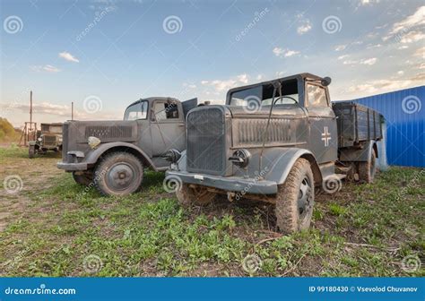 Old German military trucks stock photo. Image of transport - 99180430