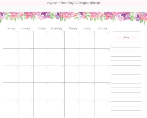 Floral Desk Calendar Printable Desk Calendar Undated Calendar Printable ...