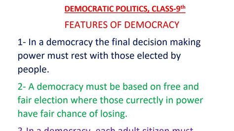 Class Th Features Of Democracy Youtube