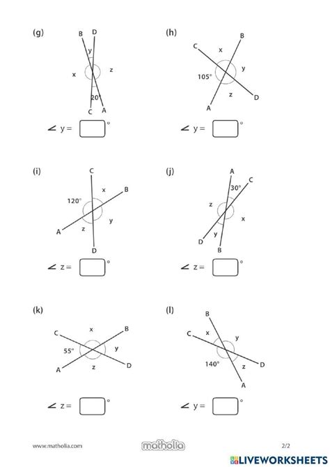 Vertically Opposite Angles Worksheet