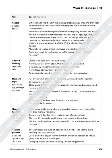 Office Work Risk Assessment Template Haspod