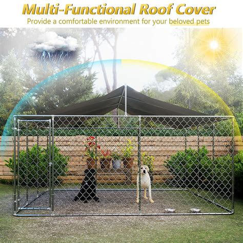 Outdoor Large Pet Dog Run House Kennel Shade Cage Enclosure With Cover