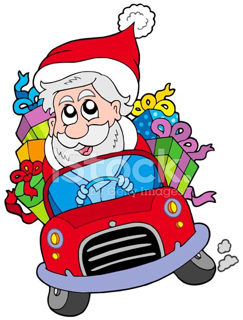 Santa Claus Driving Car Stock Vector