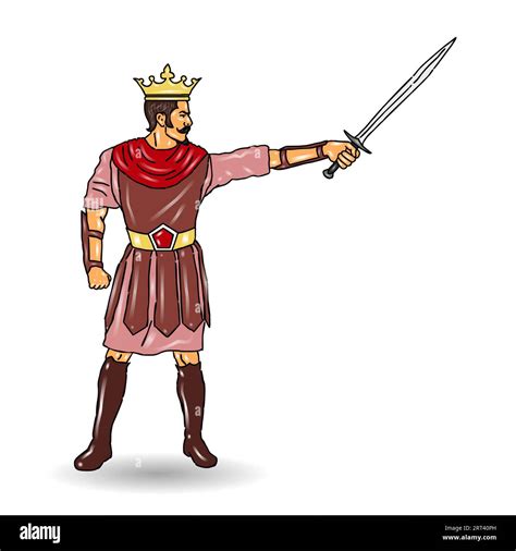 King with a sword in his hand. Vector illustration isolated on white ...