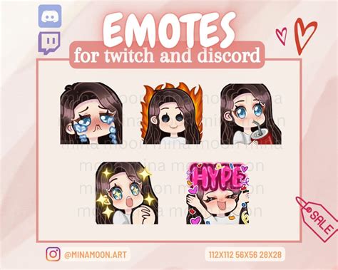 Brown Hair Girl Emotes 22 Brown Hair Twitch Emotes Twitch Etsy