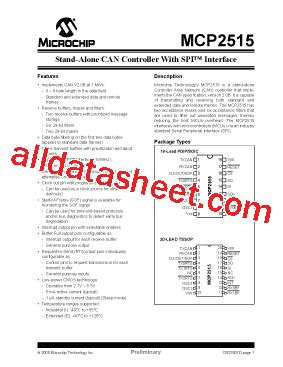 MCP2515 Datasheet PDF Microchip Technology