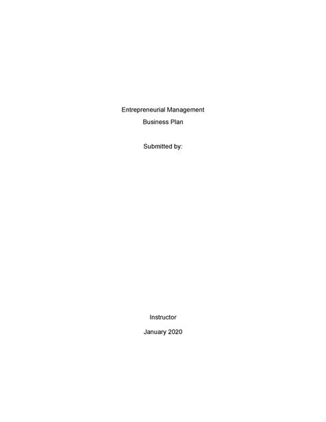 Business Plan - Entrepreneurial Management Business Plan Submitted by