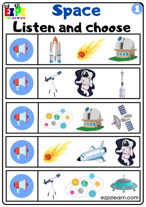 Space Vocabulary Interactive Worksheet Listen And Choose The Correct