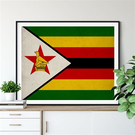 Zimbabwe Flag Print, Zimbabwe Flag Art, Zimbabwe Gifts, Flag Poster ...