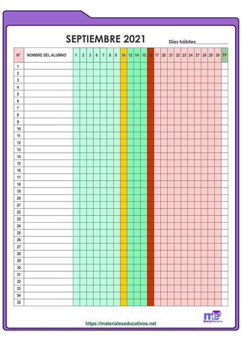 Registro De Asistencia Ciclo Escolar 2021 2022 Etiquetas De Material