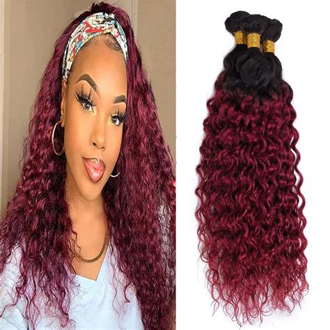 Amazon B J Burgundy Deep Wave Human Hair Bundles Ombre Bundles