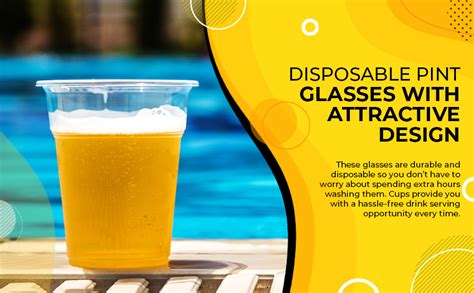 Plastic Pint Glasses 330 Ml Half Pint Pack Of 50 Perfect