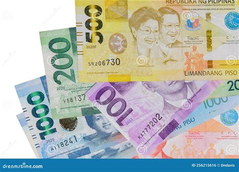 Collage Of Philippine Currency Isolated On A White Background Stock