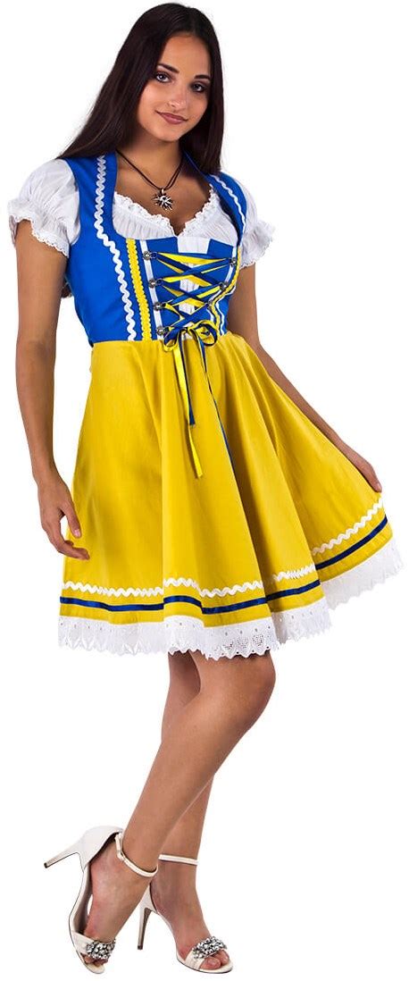 Tiroler Dirndl Blauw Geel Cm Dlg Katoen Kopen