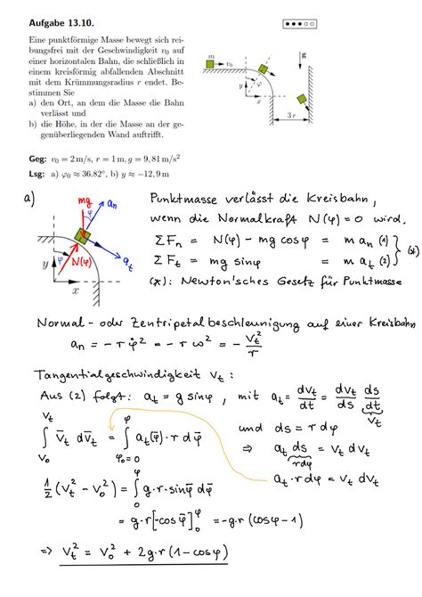 Mitschrift Hörsaalübung Mechanik B So Se19 Aufgabe 13 Studocu