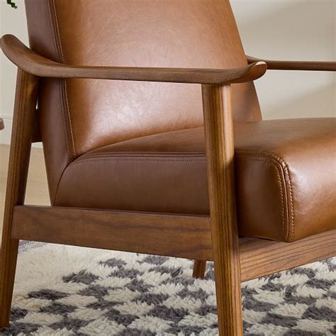 Mid Century Leather Show Wood Chair West Elm