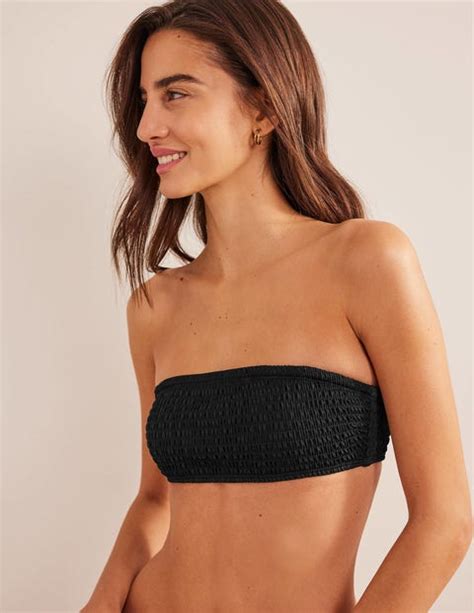 Milos Smocked Bikini Top Black Boden Us