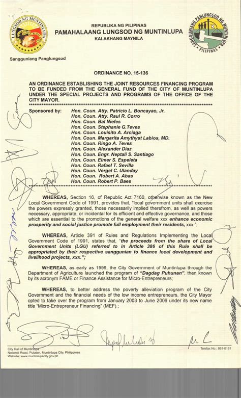 PDF Muntinlupacity Gov Ph REPUBLIKA NG PILIPINAS PAMAHALAANG