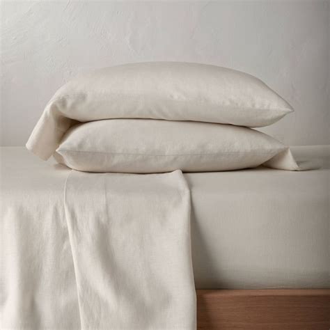 Queen Washed Linen Solid Sheet Set Natural Casaluna Solid