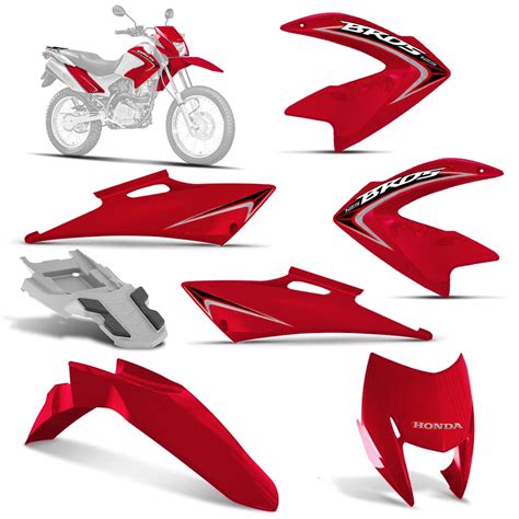 Kit Carenagem Completo Honda Bros 125 Vermelha 2015 Adesivos Nxr