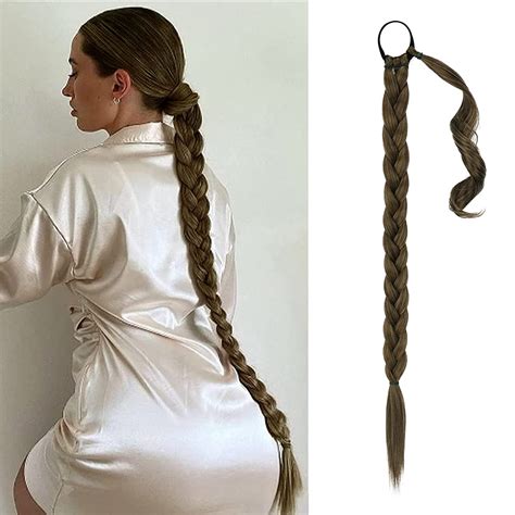 Amazon BARSDAR 30 Inch Long Braided Ponytail Extension With Hair