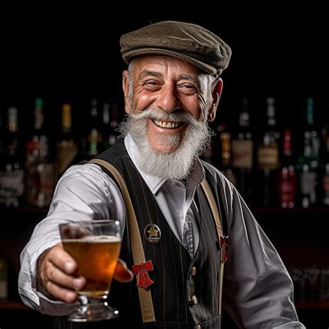 Un Hombre Con Barba Y Sombrero Sosteniendo Un Vaso De Cerveza Foto