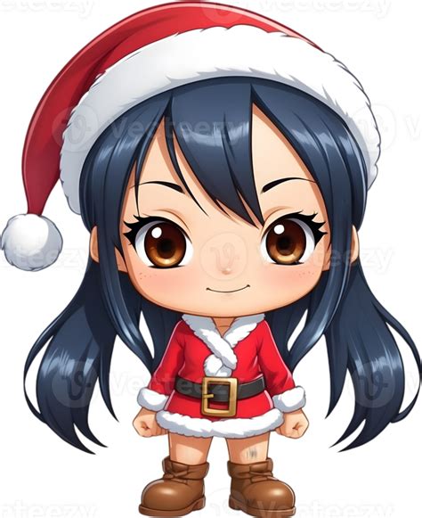 ai generiert ein Anime Mädchen tragen ein Santa Hut 34731332 PNG