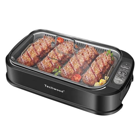 Techwood Smokeless Grill 1500w Indoor Grill With Tempered Glass Lid