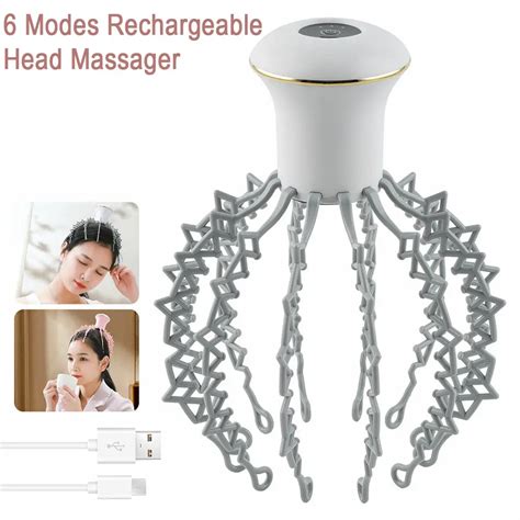 6 Modes Rechargeable Electric Head Massager Vibration Head Scratcher 12 Claws Head Massager For